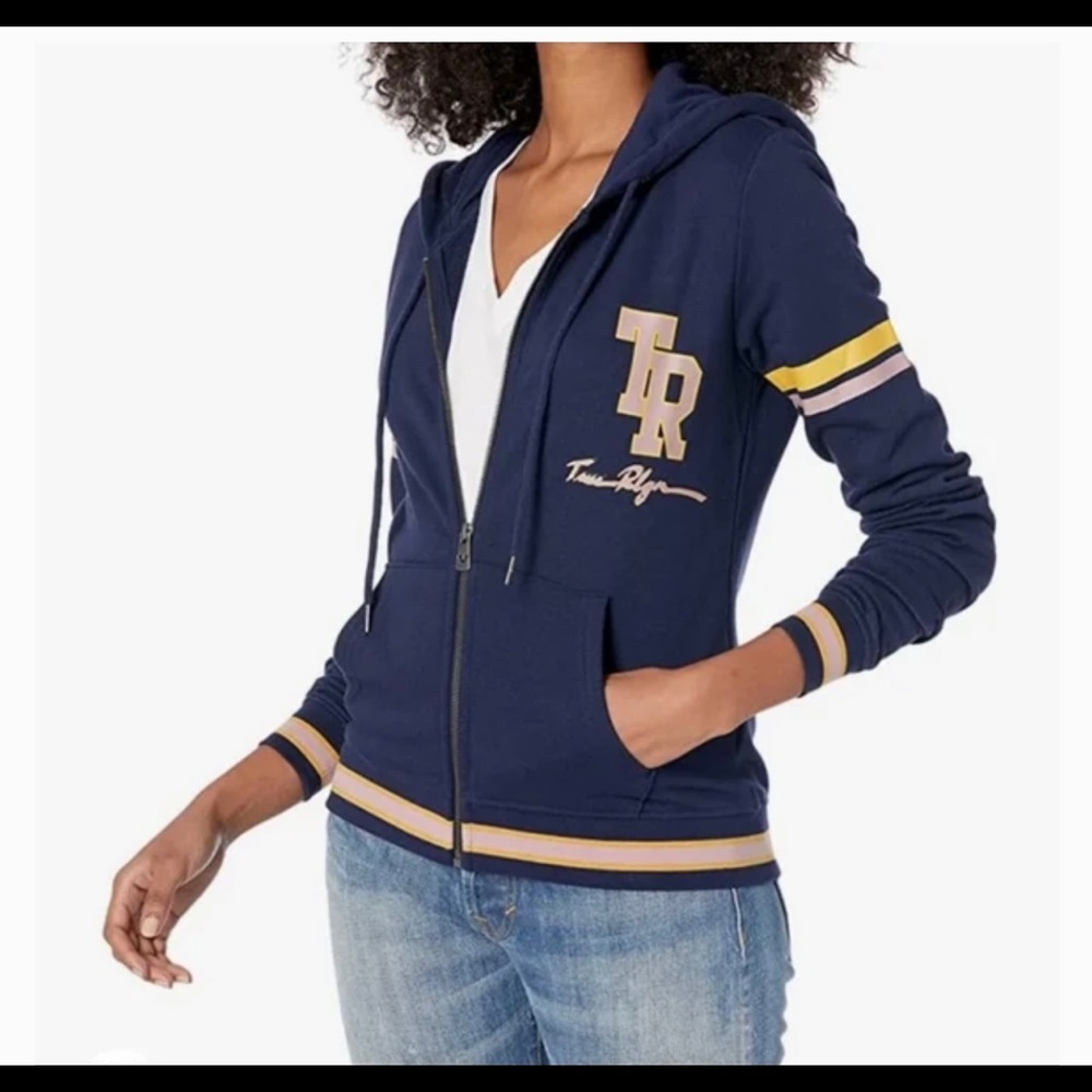 True Religion Women’s Navy Zip Up Collegiate Hoodie Size Small NWT